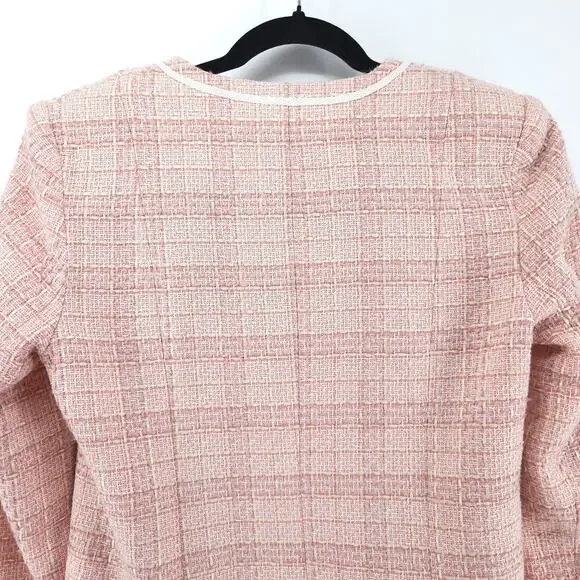 Jaclyn Smith 6 Vintage 90s Twee Quiet Luxury Coquette Tweed Fringe Short Blazer - Picture 9 of 16